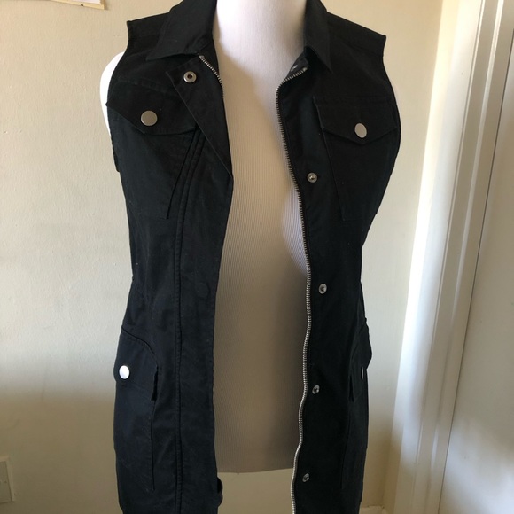 a new day Tops - Women’s Lapel Suede Long/ Sleeveless Fashion Black Size XS